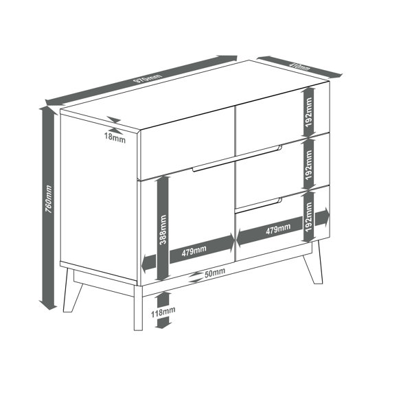 Norden Home Ballinger 97cm Wide 4 Drawer Sideboard Wayfair.ie